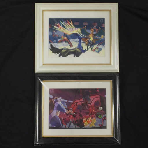 ポケモンセンター コレクタブルアート 複製原画 額縁付き Collection09 秘密基地の攻防 ゼルネアス 他 計2点